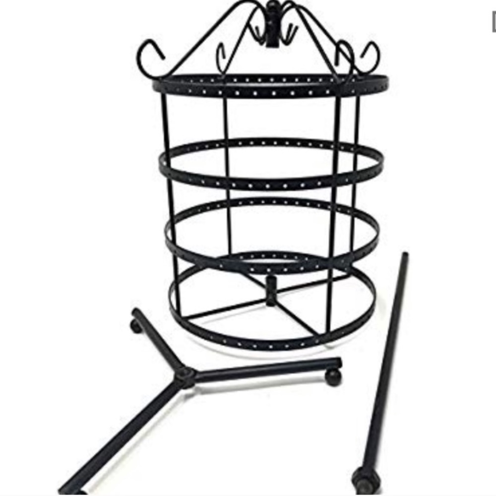 Four tier black rotating jewelry holder